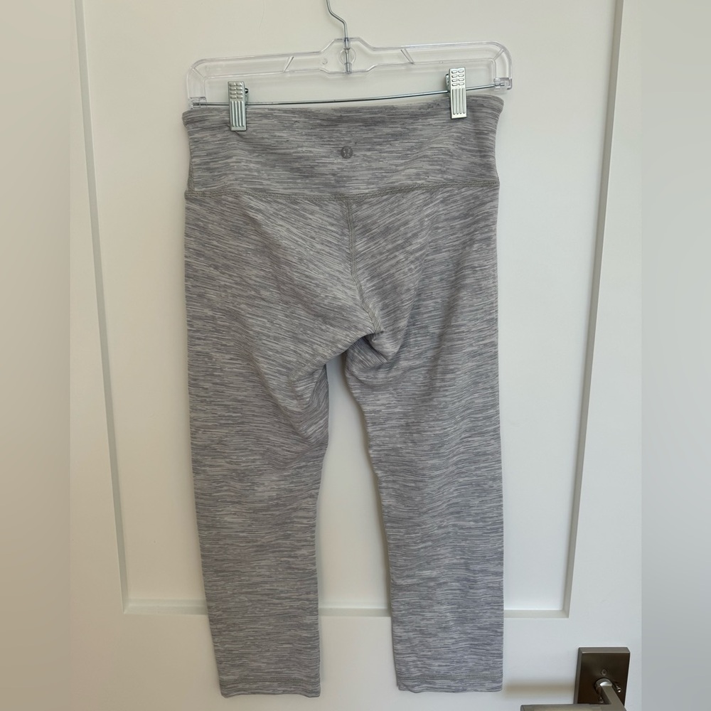 Lululemon Cropped White Striped Leggings